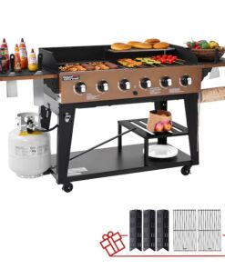 Royal Gourmet GD601Y Gas Grill and Griddle Combo 6 -Burner Liquid propane Flat Top Grill
