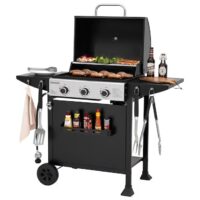 Royal Gourmet GH3001H Cart Style with Front Storage Basket Black 3 -Burner Liquid Propane Gas Grill