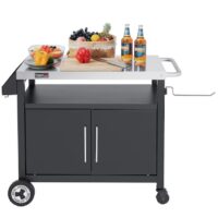 Royal Gourmet PC3403S Outdoor Stainless Steel Grill Prep Table Black Steel Removable work table