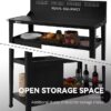 Royal Gourmet PC4401B 3-Tier Dining Cart with Wind Guard Black Steel Removable work table