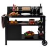 Royal Gourmet PC4401B 3-Tier Dining Cart with Wind Guard Black Steel Removable work table