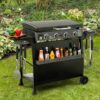 Royal Gourmet PD4001 Tabletop Gas Griddle with Removable Standing Cart and Hood 4 -Burner Liquid propane Flat Top Grill