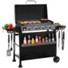 Royal Gourmet PD4001 Tabletop Gas Griddle with Removable Standing Cart and Hood 4 -Burner Liquid propane Flat Top Grill