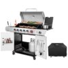 Royal Gourmet SG6002C Cabinet Style Grill and Cover Bundle Silver 6 -Burner Liquid Propane Gas Grill 1 -Side Burner