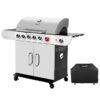 Royal Gourmet SG6002C Cabinet Style Grill and Cover Bundle Silver 6 -Burner Liquid Propane Gas Grill 1 -Side Burner