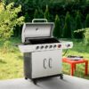 Royal Gourmet SG6002C Cabinet Style Grill and Cover Bundle Silver 6 -Burner Liquid Propane Gas Grill 1 -Side Burner