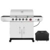 Royal Gourmet SG6002C Cabinet Style Grill and Cover Bundle Silver 6 -Burner Liquid Propane Gas Grill 1 -Side Burner