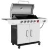 Royal Gourmet SG6002S Cabinet Style Silver 6 -Burner Liquid Propane Gas Grill 1 -Side Burner