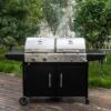 Royal Gourmet ZH3002N-N Cabinet Style Dual Fuel Series Silver Black Liquid propane and charcoal Combo Grill Royal Gourmet ZH3002N-N Cabinet Style Dual Fuel Series Silver Black Liquid propane and charcoal Combo Grill