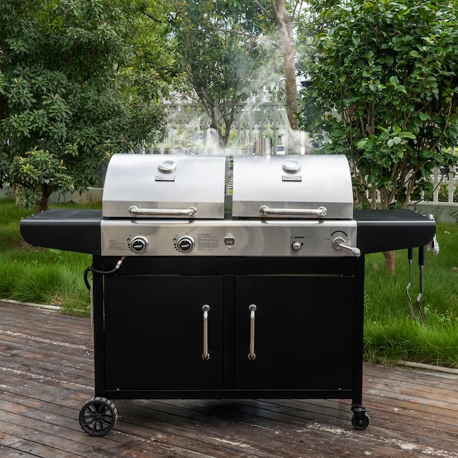 Royal Gourmet ZH3002N-N Cabinet Style Dual Fuel Series Silver Black Liquid propane and charcoal Combo Grill5_11zon Royal Gourmet ZH3002N-N Cabinet Style Dual Fuel Series Silver Black Liquid propane and charcoal Combo Grill