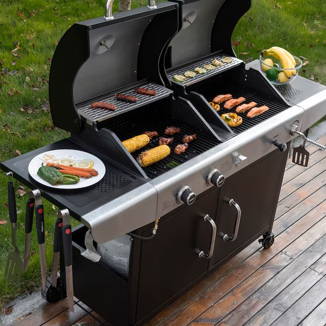 Royal Gourmet ZH3002N-N Cabinet Style Dual Fuel Series Silver Black Liquid propane and charcoal Combo Grill87_11zon Royal Gourmet ZH3002N-N Cabinet Style Dual Fuel Series Silver Black Liquid propane and charcoal Combo Grill