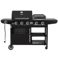 Royal Gourmet ZH3004H Premium Gas Grill and Pizza Oven Combo Black 5 -Burner Liquid Propane Gas Grill 1 -Side Burner