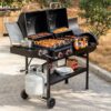 Royal Gourmet ZH3005Y 4 in 1 with Offset Smoker and Side Burner Black Liquid propane and charcoal Combo Grill 1 -Side Burners