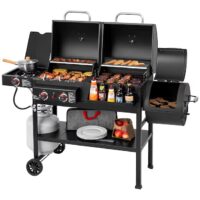 Royal Gourmet ZH3005Y 4 in 1 with Offset Smoker and Side Burner Black Liquid propane and charcoal Combo Grill 1 -Side Burners