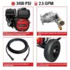 SIMPSON CM61248 49-State 2.5 GPM Clean Machine 3400-PSI 2.5-GPM Cold Water Gas Pressure washer with 4 Spray Tips SIMPSON CM61248 49-State 2.5 GPM Clean Machine 3400-PSI 2.5-GPM Cold Water Gas Pressure washer with 4 Spray Tips