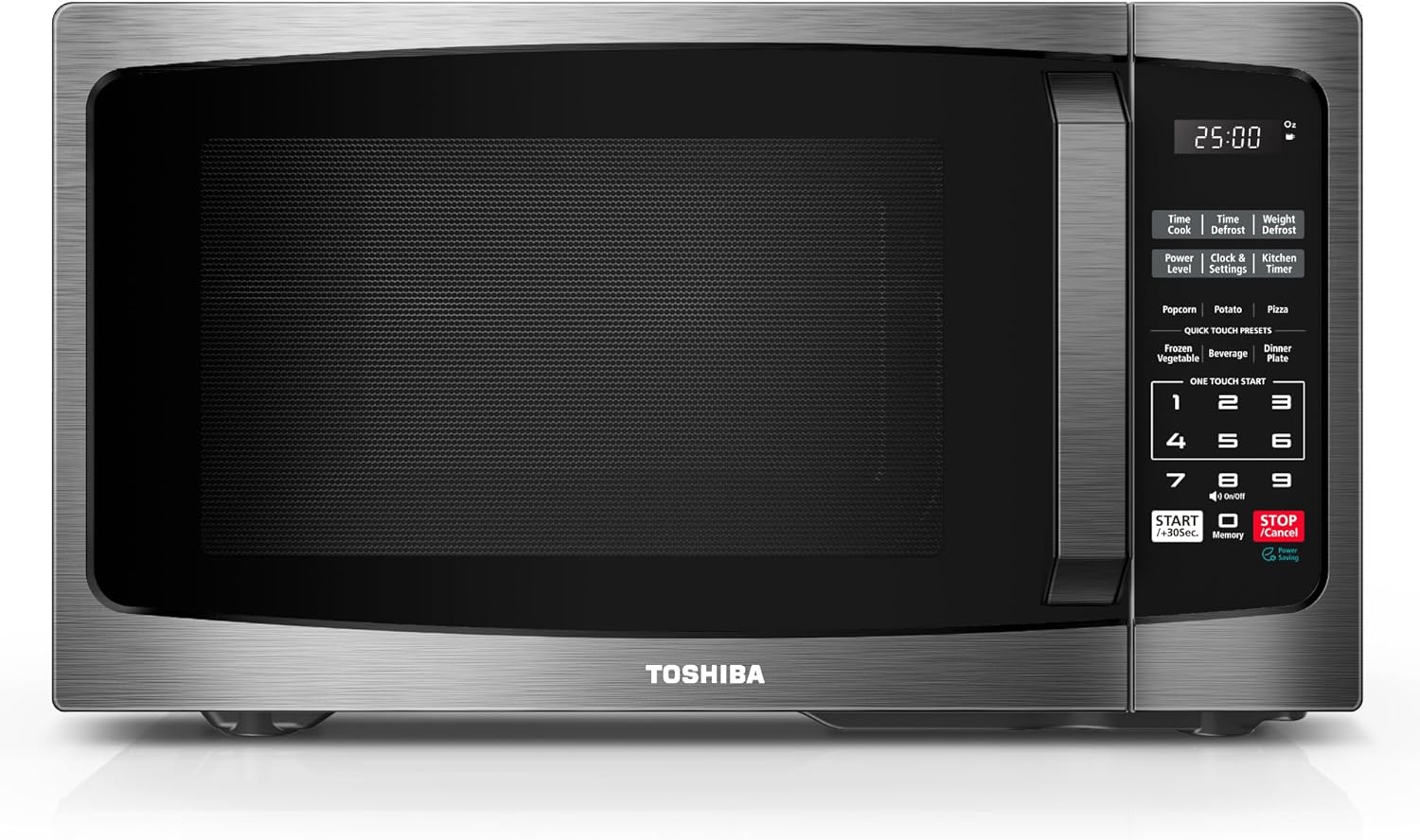 TOSHIBA ML-EM09PA(BS) Small Microwave Oven with 6 Auto Menus, Mute Function, LED Lighting Countertop Microwave Perfect for Kitchen, 0.9 Cu Ft, 10.6 Inch Removable Turntable, 900W Black Stainless Steel TOSHIBA ML-EM09PA(BS) Small Microwave Oven with 6 Auto Menus, Mute Function, LED Lighting Countertop Microwave Perfect for Kitchen, 0.9 Cu Ft, 10.6 Inch Removable Turntable, 900W Black Stainless Steel