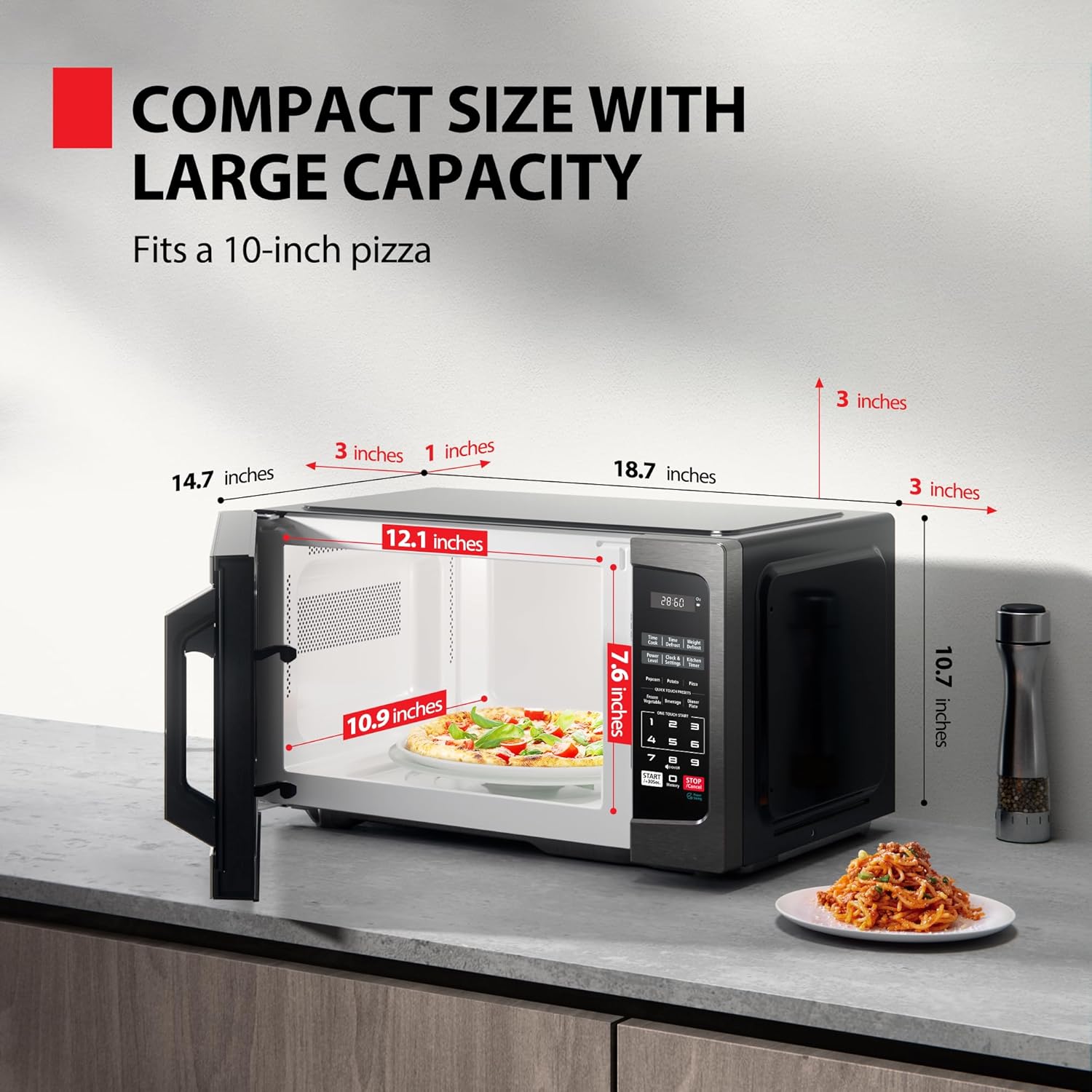 TOSHIBA ML-EM09PA(BS) Small Microwave Oven with 6 Auto Menus, Mute Function, LED Lighting Countertop Microwave Perfect for Kitchen, 0.9 Cu Ft, 10.6 Inch Removable Turntable, 900W Black Stainless Steel1 TOSHIBA ML-EM09PA(BS) Small Microwave Oven with 6 Auto Menus, Mute Function, LED Lighting Countertop Microwave Perfect for Kitchen, 0.9 Cu Ft, 10.6 Inch Removable Turntable, 900W Black Stainless Steel