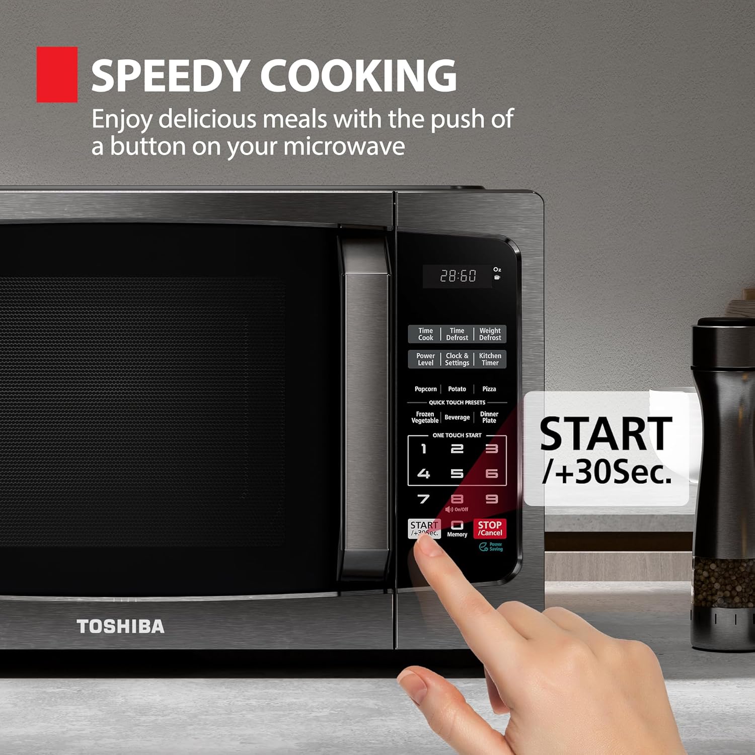 TOSHIBA ML-EM09PA(BS) Small Microwave Oven with 6 Auto Menus, Mute Function, LED Lighting Countertop Microwave Perfect for Kitchen, 0.9 Cu Ft, 10.6 Inch Removable Turntable, 900W Black Stainless Steel58 TOSHIBA ML-EM09PA(BS) Small Microwave Oven with 6 Auto Menus, Mute Function, LED Lighting Countertop Microwave Perfect for Kitchen, 0.9 Cu Ft, 10.6 Inch Removable Turntable, 900W Black Stainless Steel