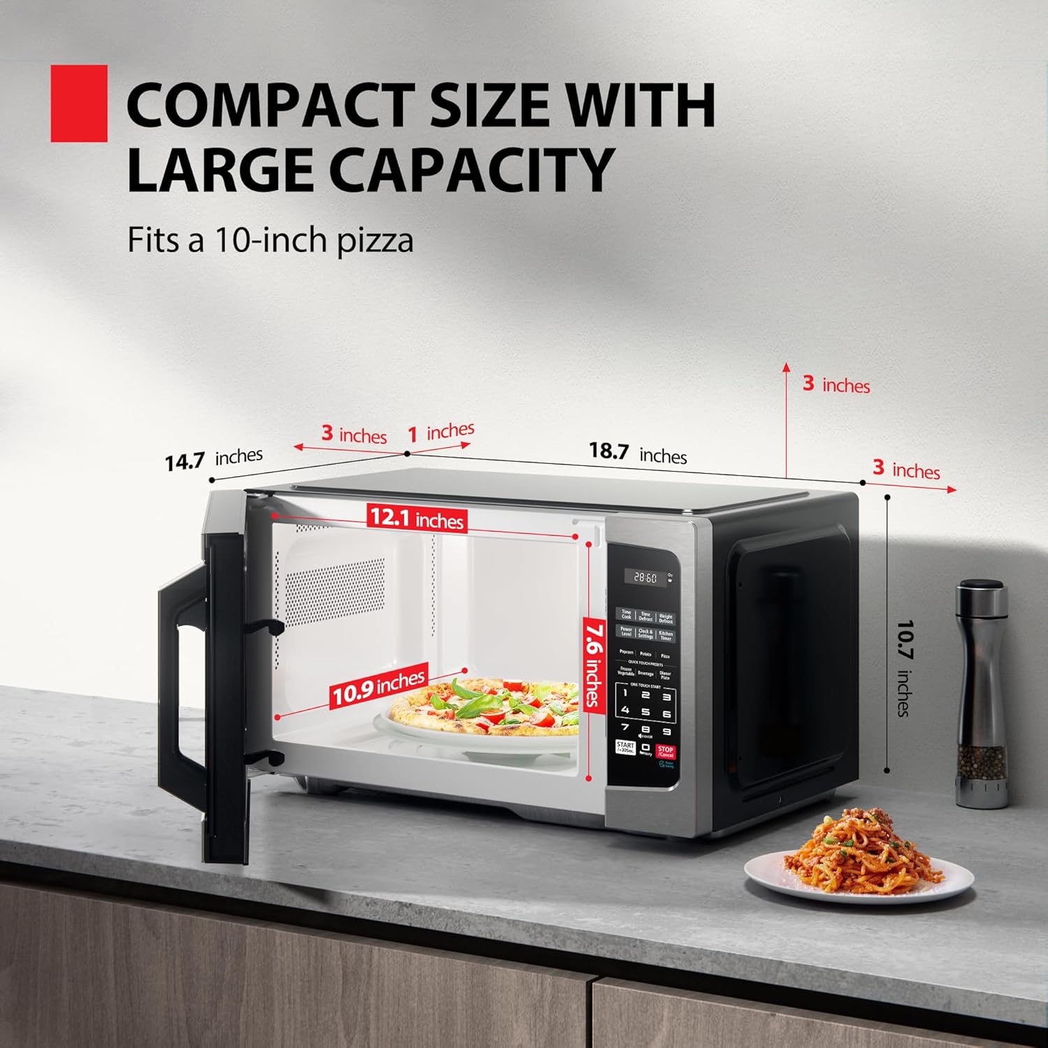 TOSHIBA ML-EM45PIT(BS) Countertop Microwave Oven with Inverter Technology, Kitchen Essentials, Smart Sensor, Auto Defrost, 1.6 Cu.ft, 13.6 Removable Turntable, 33lb.&1250W, Black Stainless Steel1 TOSHIBA ML-EM45PIT(BS) Countertop Microwave Oven with Inverter Technology, Kitchen Essentials, Smart Sensor, Auto Defrost, 1.6 Cu.ft, 13.6" Removable Turntable, 33lb.&1250W, Black Stainless Steel