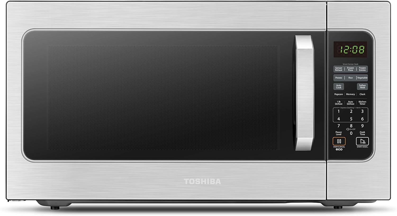 Toshiba ML-EM62P(SS) Large Countertop Microwave with Smart Sensor, 6 Menus, Auto Defrost, ECO Mode, Mute Option & 16.5 Position Memory Turntable, 2.2 Cu Ft, 1200W, Stainless Steel Toshiba ML-EM62P(SS) Large Countertop Microwave with Smart Sensor, 6 Menus, Auto Defrost, ECO Mode, Mute Option & 16.5" Position Memory Turntable, 2.2 Cu Ft, 1200W, Stainless Steel