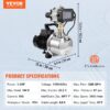 VEVOR 1-1/2-HP 115 -Volt 20-Gallon Stainless steel Shallow well jet pump (ZNKQ23GPM110VA5W2V1)