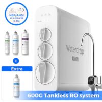 Waterdrop 8-stage G3P600 with CF Filter Composite/Activated carbon Reverse Osmosis Filtration Under Sink Water Filtration System with LED Purifier Stainless Steel Smart faucet Faucet
