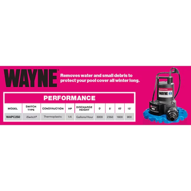 Wayne 57729-WYNP Pool Pumps 50 Clog Resistant Plug-in Pool Cover Pump Wayne 57729-WYNP Pool Pumps 50 Clog Resistant Plug-in Pool Cover Pump - Image 5