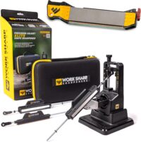 Work Sharp Precision Adjust Elite & Guided Field Knife Sharpener Kit - Professional Sharpening System for Kitchen, Pocket & Outdoor Knives - Complete 2-Piece Bundle Set