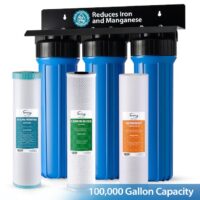 iSpring WGB32BM Iron Manganese + Carbon + Sediment Whole House Water Filtration System Triple-Stage 15-GPM 5 Micron