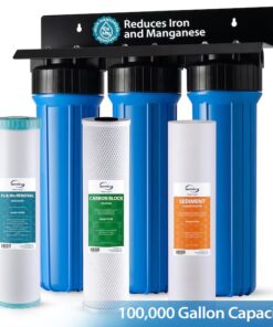 iSpring WGB32BM Iron Manganese + Carbon + Sediment Whole House Water Filtration System Triple-Stage 15-GPM 5 Micron