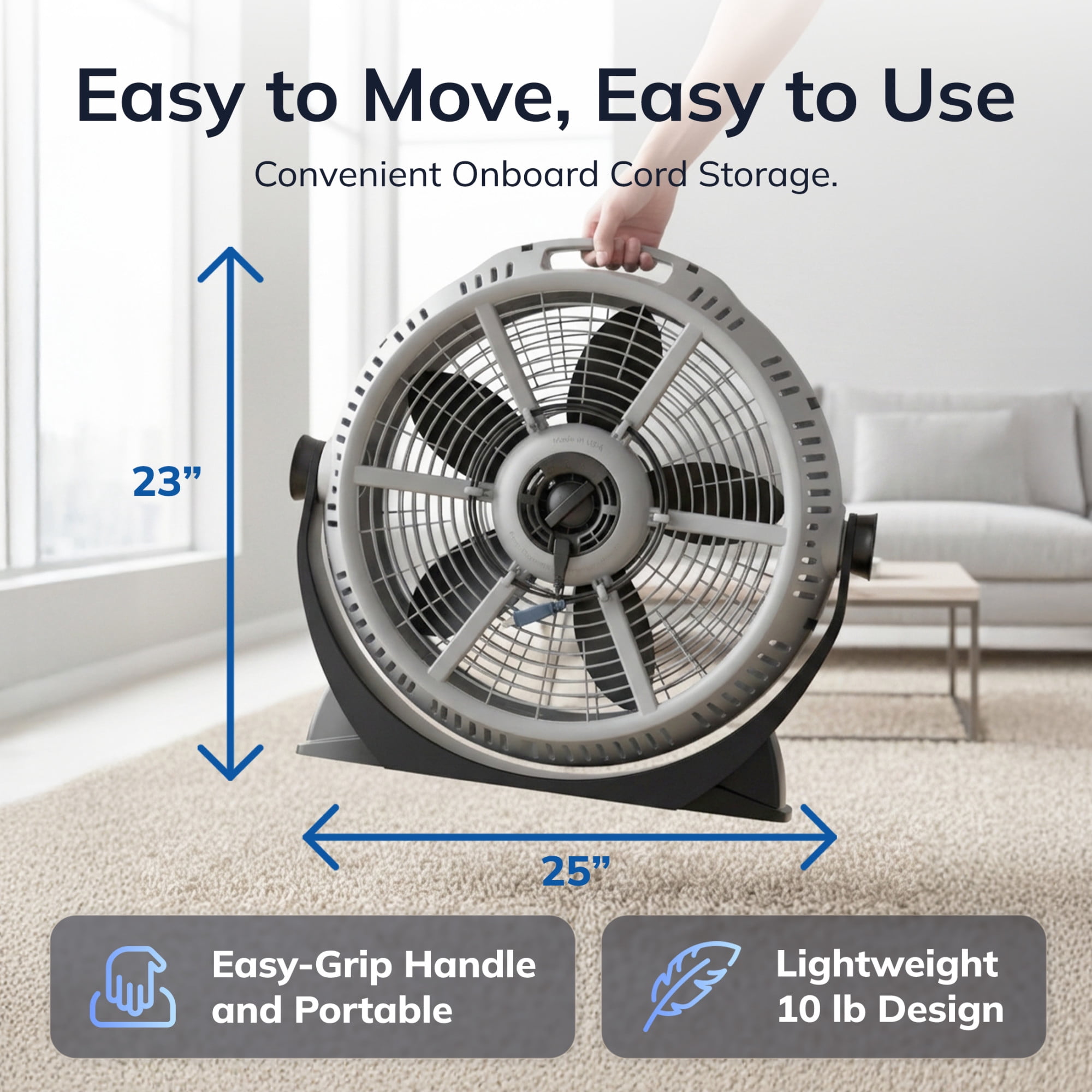 02f51ab9-5f4a-436e-9334-56249ef95392.c2ca0d0a81098cfea68cdb42fb97e50c.jpeg Lasko WindMachine 20" Large Floor Fan with Pivoting Head for Whole Room Cooling, Portable Indoor 3-Speed Air Circulator, Gray, A20304