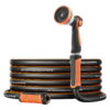 KFFKFF 150 ft 5/8" Heavy Duty Rubber Garden Hose with 10-Mode Spray Nozzle, 150PSI Working Pressure & 600PSI Burst Strength, Flexible Non-Kink Outdoor Water Hose with 3/4" Fittings, Lightweight