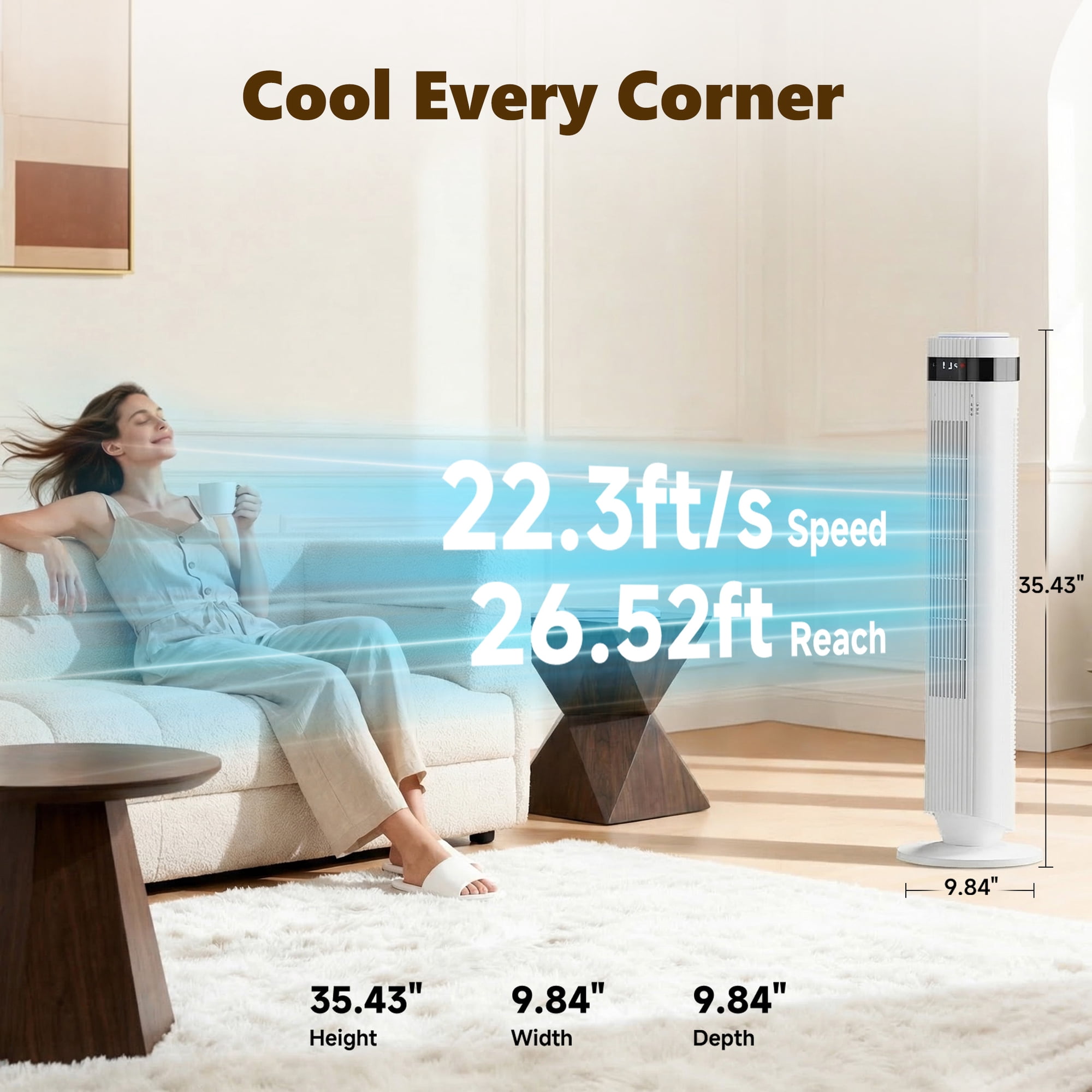 064e8d5f-af18-48f5-9934-748a6cfc3d3f.182de5d71357c989dcfcf07eef8b9756.jpeg SHOUFTW 36 inch Tower Fan with Remote Control, Oscillating Bladeless Floor Fan, 5 Speeds and 4 Modes for Bedroom Home and Office, White
