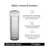 Better Homes & Gardens Kitchen Trash Can, 7.9 Gallon Stainless Steel Slim Step Garbage Bin with Soft Close Lid, Silver