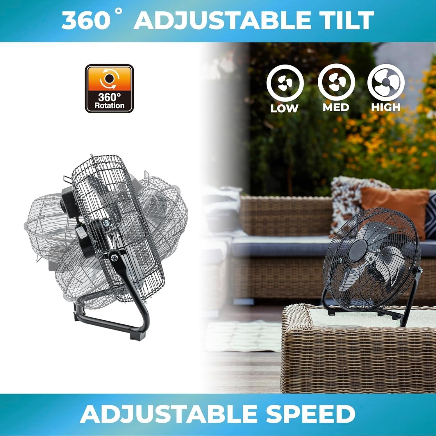122ad2f8-67f7-4fda-ae44-9b43396c76c2.fbeaf83da2d250343f11cd321b9dacf1.jpeg EZ-Chill 12" 3-Speed Cradle Fan with 180 Degree Adjustable Tilt 3 Speed, All-Metal, Carry Handle, Rubber Feet, Black