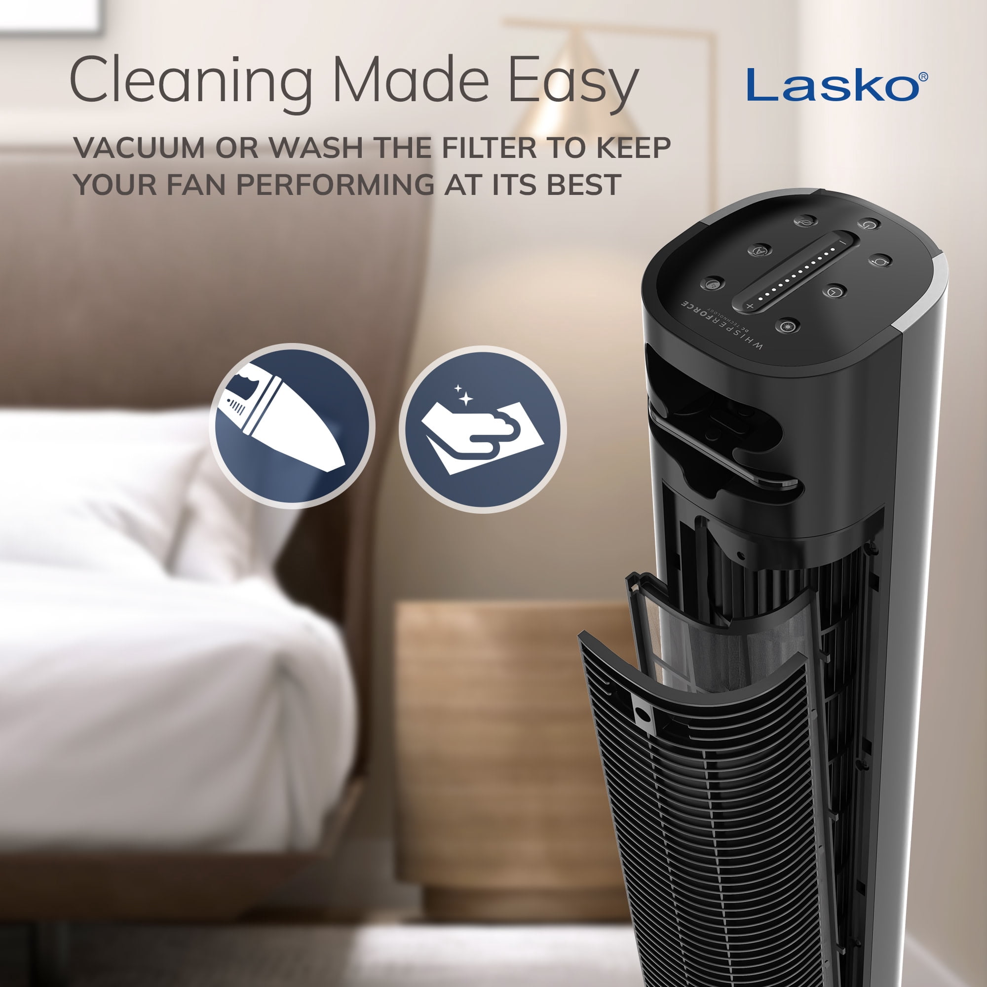 1528d550-cd59-4074-8e20-73f00ba841d7.eaf9824aaea0608afea3631e0b306131.jpeg Lasko 40" Quiet Oscillating Tower Fan with Remote Control, DC Motor and 12 Speeds for Whole Room Bedroom Cooling, Black, TDC401