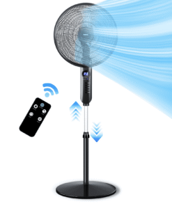 16" Oscillating Pedestal Fan with Remote, 3-Speed Stand up Fan with Adjustable Height and Tilt, Less Noise Cooling Fan, for Home Office Room Bedroom