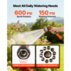 KFFKFF 150 ft 5/8" Heavy Duty Rubber Garden Hose with 10-Mode Spray Nozzle, 150PSI Working Pressure & 600PSI Burst Strength, Flexible Non-Kink Outdoor Water Hose with 3/4" Fittings, Lightweight