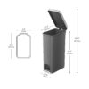 Better Homes & Gardens Slim Kitchen Trash Can, 10.5 Gallon Plastic Step Garbage Bin with Soft Close Lid, Gray