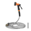 KFFKFF 200 ft Metal Garden Hose, Durable Stainless Steel Water Hose with 10-Function Spray Nozzle, Flexible & No-Kink, Lightweight Outdoor Water Pipe for Yard, Garden