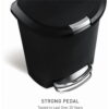 simplehuman 13 Gallon Trash Can, Black Plastic Semi-Round Step Kitchen Trash Can with Secure Slide Lock