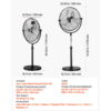KFFKFF 18-Inch Industrial Pedestal Fan with Adjustable Height, Floor Fan with 3 Speed Settings, Powerful Airflow for Warehouses, Garages, Commercial and Residential Spaces, Black