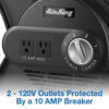 Air King 11" 3-Speed Commercial Grade Pivoting Blower Floor Fan with Outlets, Black, 9550, New