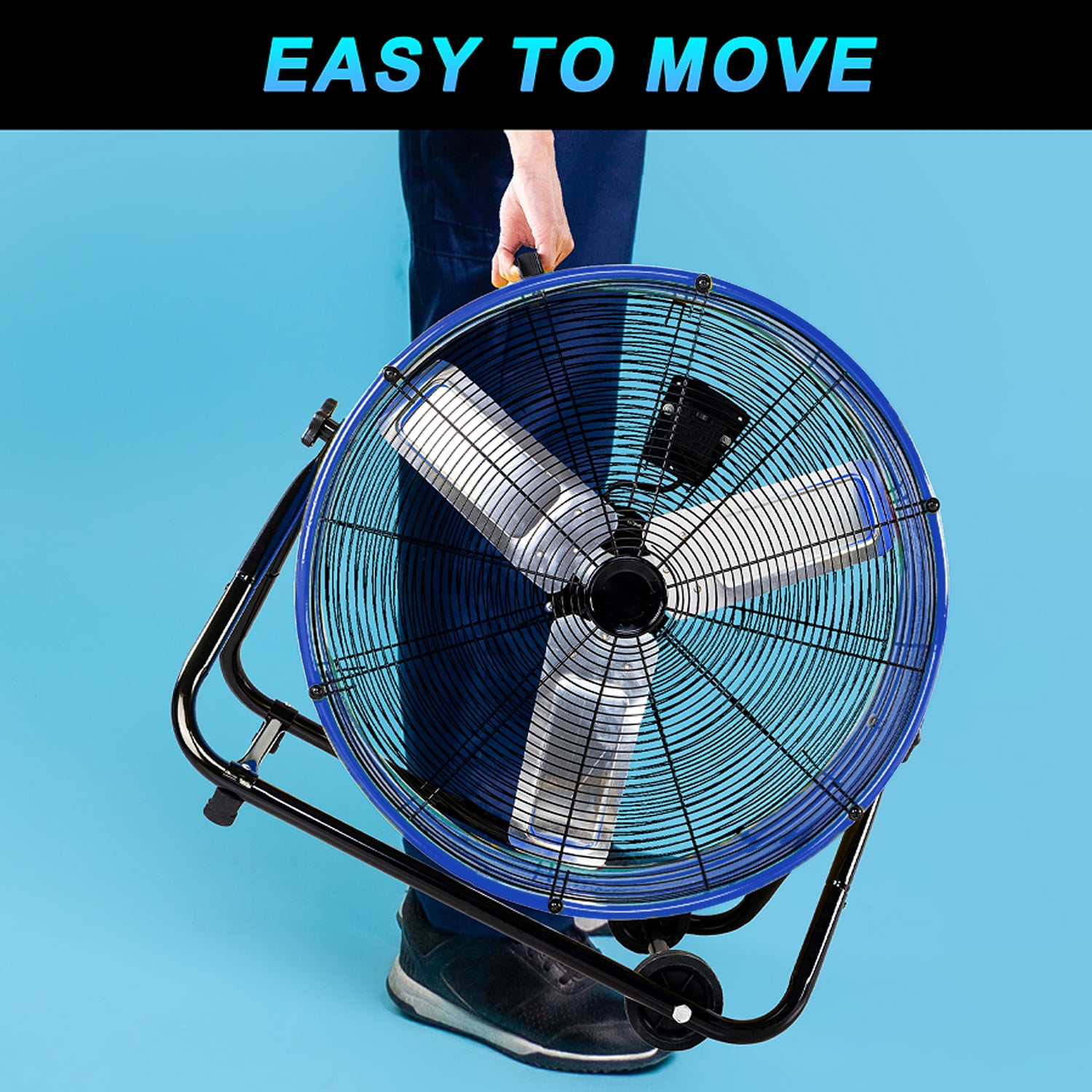 2682a0b6-ff63-45a1-9905-9816ed5759f8.f514a99093b2e46faf46ae52011f33ba.jpeg Industrial Fan 24 Inch Heavy Duty Drum 3 Speed 8100 CFM Air Circulation High Velocity Fan For Warehouse, Workshop, Factory, Commercial, Residential and Greenhouse Blue