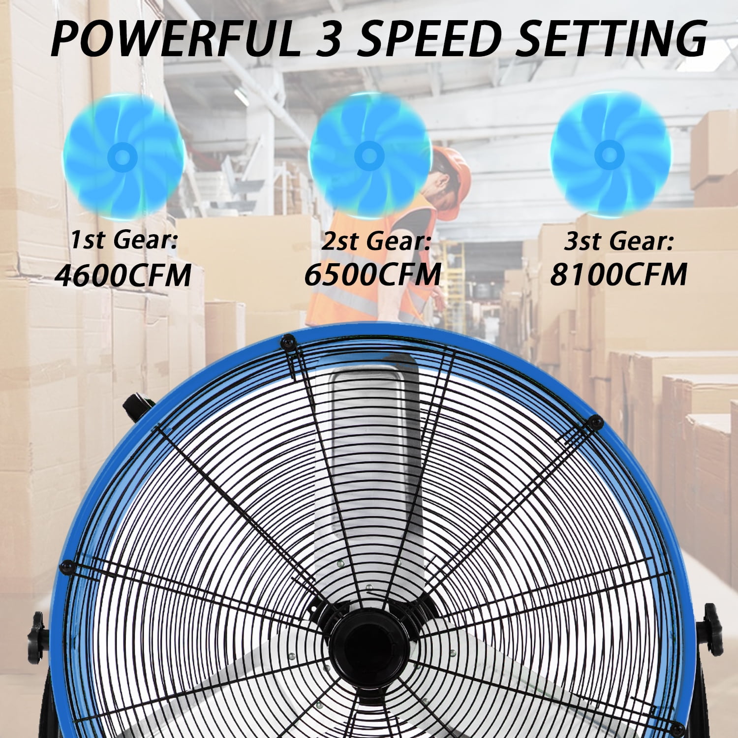 29d7075b-6cd3-44e1-86b6-66e32b1ed488.017d05290c0957451d7f979d81d9a4da.jpeg Industrial Fan 24 Inch Heavy Duty Drum 3 Speed 8100 CFM Air Circulation High Velocity Fan For Warehouse, Workshop, Factory, Commercial, Residential and Greenhouse Blue
