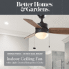 Better Homes & Gardens 30" Finney Modern Bronze Indoor Ceiling Fan with Light, Pull Chains & Reverse Airflow