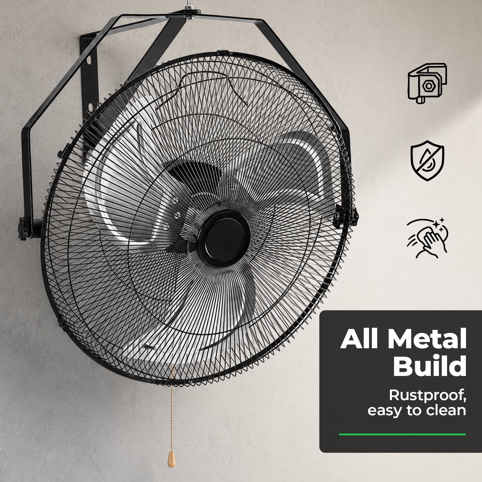 378331e1-97dd-442d-8ae5-e06a81c9cc4d.40890399446afcdae7e94a1d57088819.jpeg Alvantor 18"/20" Industrial Wall Mount Fan, 3-speed IP44 Waterproof Fan, Max. 3400 CFM Wall Mounted for Outdoor, Commercial, Residential, Greenhouse, Workshop, Patio, High Velocity