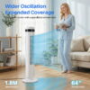 EDX Bladeless Tower Fan for Bedroom, 25ft/s High Velocity 28dB Quiet DC Fan, 5 Speeds 4 Modes, 12H Timer 64°Oscillating, Remote Standing Fan for Home Office Indoor, White