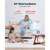 KFFKFF Bladeless Desk Fan, 17-Inch Quiet Table Fan with 5 Adjustable Speeds, 0-9 Hour Timer, 60° Oscillation, Touch Controls, Easy Cleaning, Portable for Home or Office Use