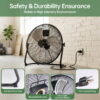 CONCETTA 18" High Velocity Industrial Floor Fan, 3-Speed Heavy Duty Metal Air Circulator with 120° Tilt Head, Black